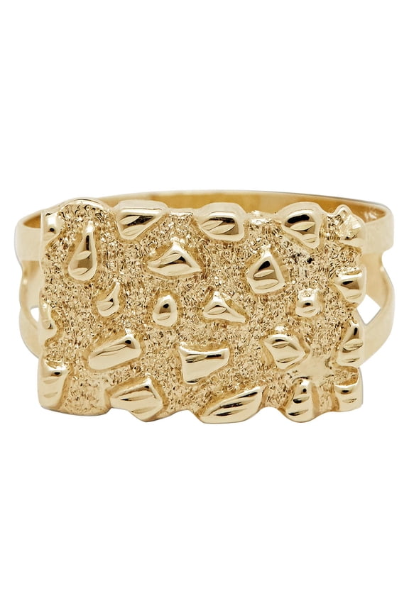 Rectangular Nugget Unisex Adult Ring Real 10K Yellow Gold, 1.89 Gr - Goldum NYC