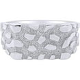 thumbnail image 1 of Rectangular Nugget Wedding Band Ring For Mens In 14k White Gold Over Sterling Silver, 1 of 2