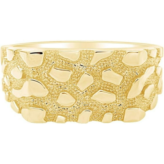 Rectangular Nugget Wedding Band Ring For Mens In 14k Yellow Gold Over Sterling Silver