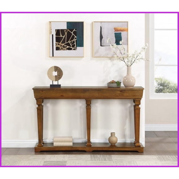 Rectangular Oak Finish Coffee Table for Living Room - Sturdy Tapered Legs & Practical Display Shelf