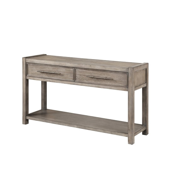 Rectangular Oak Sofa Table with Oversized Hardware and Shelf / Ready to Use in Living Area