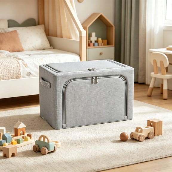 Rectangular, Organization - Storage Box, Sturdy Breathable Foldable Organizer Bin for Home Closet Bedding (15.7x11.8x7.9 Inch)