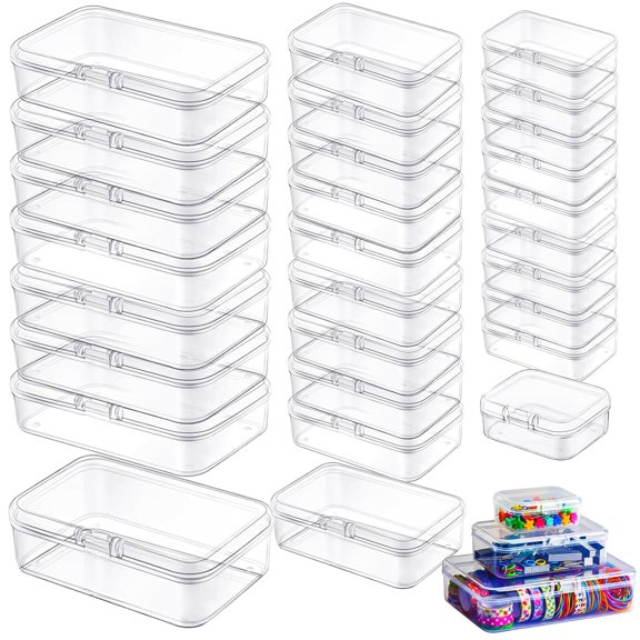 Rectangular Organizer Bins for Beads Jewelry Findings, Clear, 28Pcs