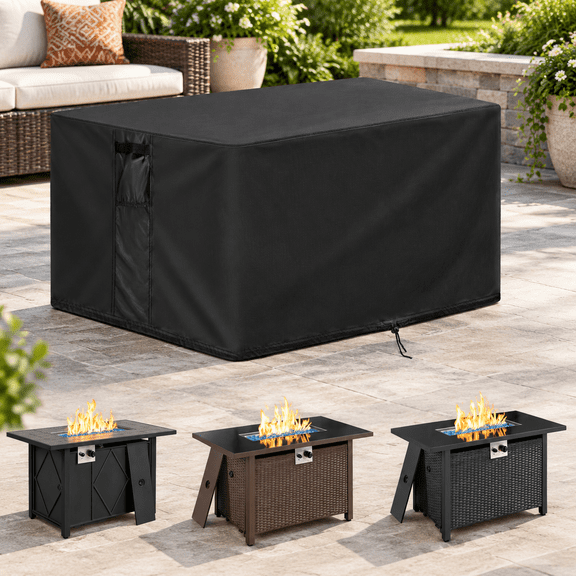 Rectangular Outdoor Fire Pit Cover, 50"L x 32"W x 25"H, All-Weather Protection