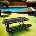 thumbnail image 1 of Rectangular Outdoor Picnic Table in Black, 6 ft. | For Park and Campground Use | Robust Carbon Steel Build | Mess - free Cleaning Solution, 1 of 4