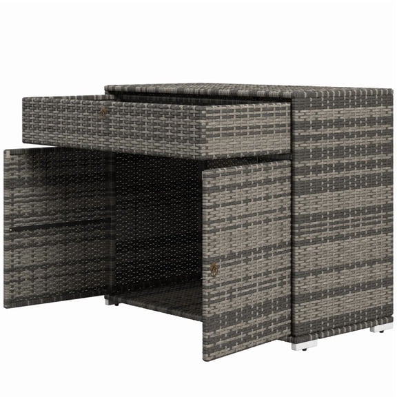Rectangular Outdoor Storage Cabinet with Drawer, Gray