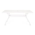 thumbnail image 1 of Rectangular Outdoor Table - Cast Aluminum Construction, Floral Design, Umbrella Slot, 67.38"x36.42"x29.52", White Dining Aluminum, Charming Ornament, Hole, 67" W X 37.5" D 29.52" H,, 1 of 2