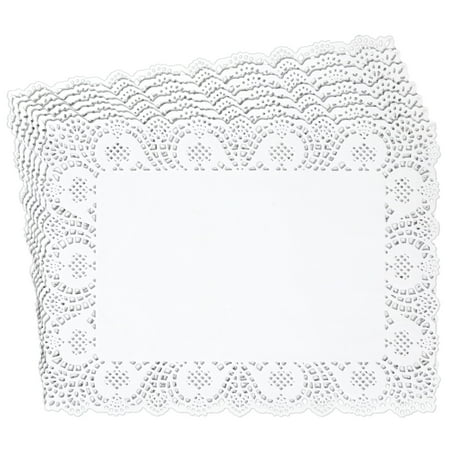 Juvale Rectangular Paper Placemats & Doilies for Dessert Trays - White 15.5 x 11.7 in 100 Pack - Disposable Placemats & Tea Party Decorations - Paper Doilies for Tables