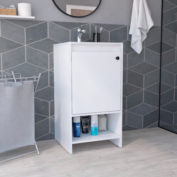 Rectangular Particle Board Single Door Bathroom Vanity - Enhance Your Bathroom Decor