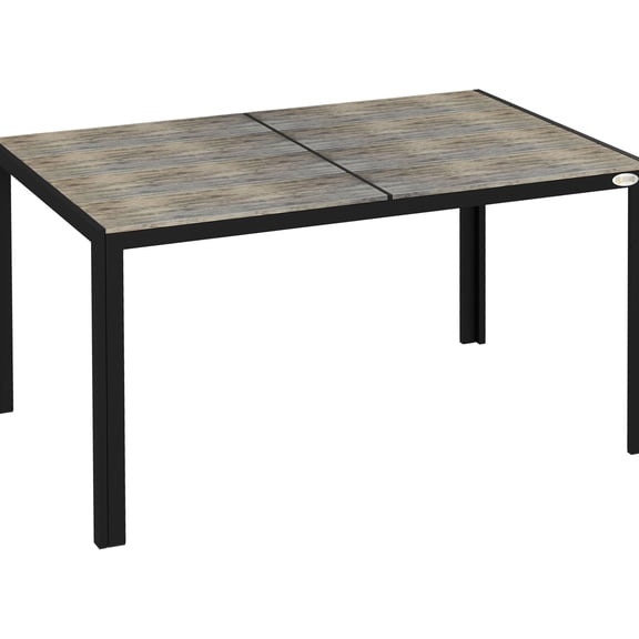 Rectangular Patio Dining Table | Accommodates 6 Comfortably | Wood - Plastic Board Top for Beauty | Rust - Resistant Outdoor Use