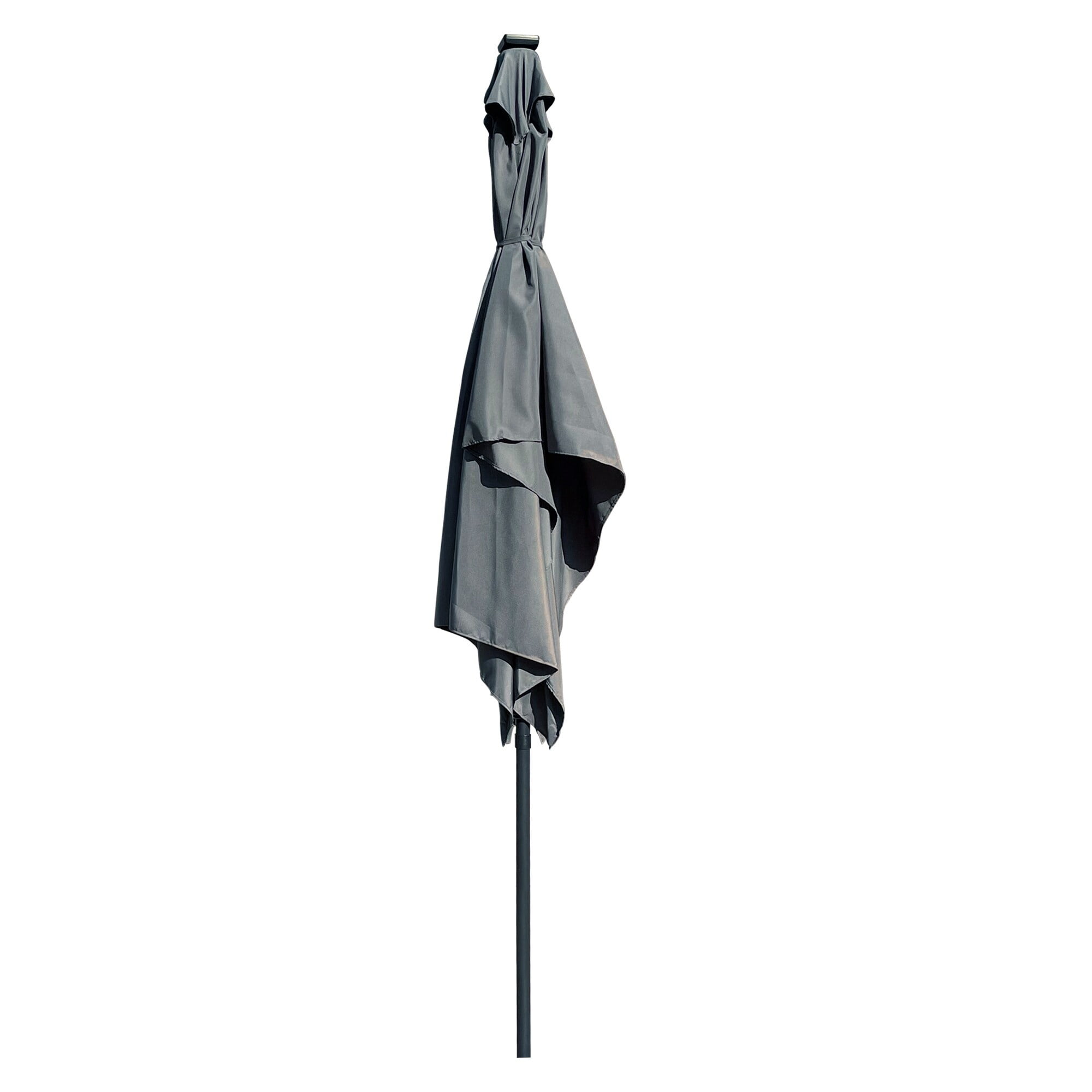 Anthracite Rectangular Solar LED Lighted Patio Umbrella with Black Aluminum Pole