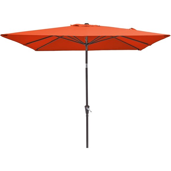 Rectangular Patio Umbrella 6.5 ft. x 10 ft. with Tilt, Crank and 6 Sturdy Ribs for Deck, Lawn, Pool in ORANGE