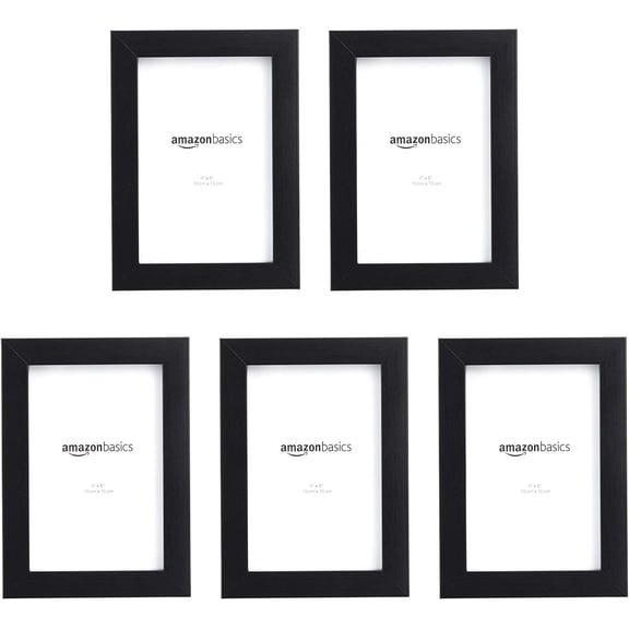 Rectangular Photo Picture Frame, 6 x 4 inches, Pack of 5, Black