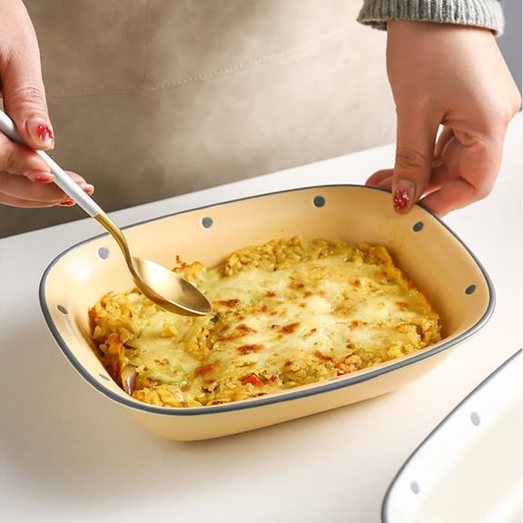 Rectangular Pie Dish For Oven, Baking Dish Household Kitchen Bowls And Plates- S White
