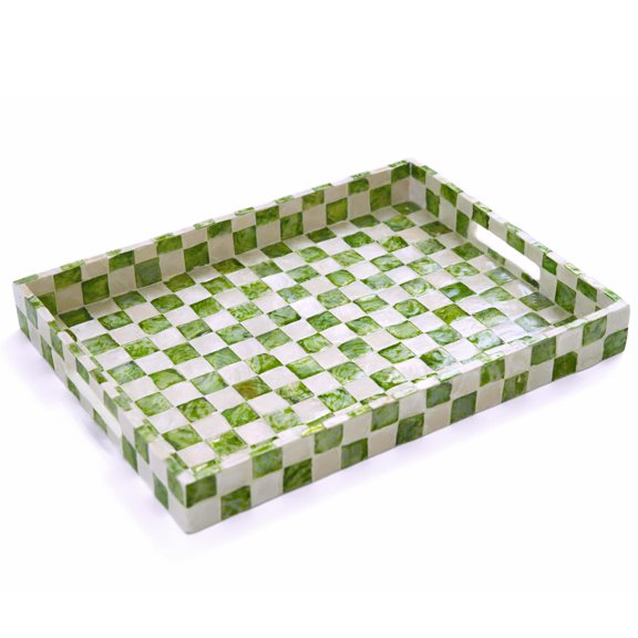 Rectangular Pistachio Green Capiz Shell Serving Tray
