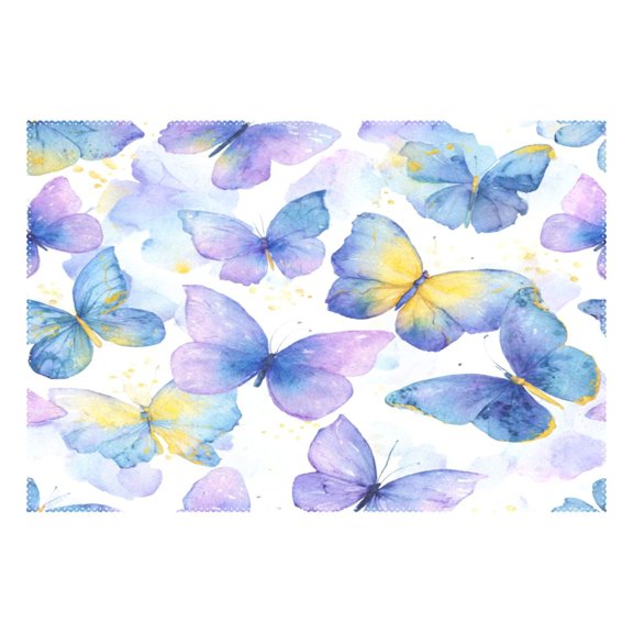 Rectangular Placemat Set 12'x18' Exquisite Print Durable & Heat Resistant Soft Blue Yellow Butterfly
