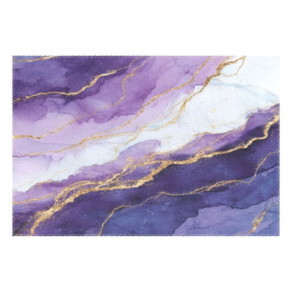 Rectangular Placemats of 1 Washable Table Mat Suitable for Dining Tables12x18 Inch Abstract Dark Purple Marble