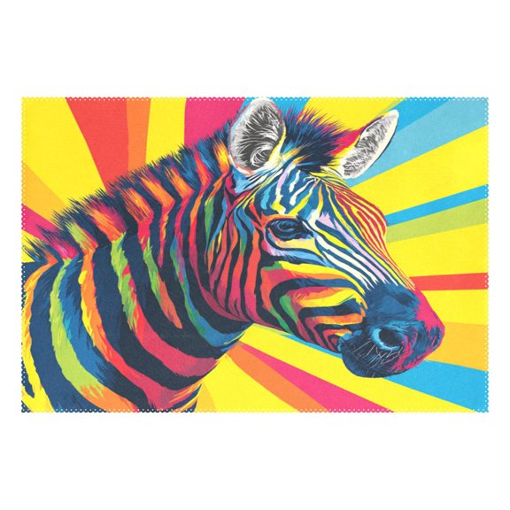 Rectangular Placemats of 1 Washable Table Mat Suitable for Dining Tables12x18 Inch Art Illustration Of A Zebra
