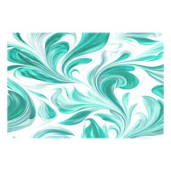 Rectangular Placemats of 1 Washable Table Mat Suitable for Dining Tables12x18 Inch Jade Green Marble Pattern