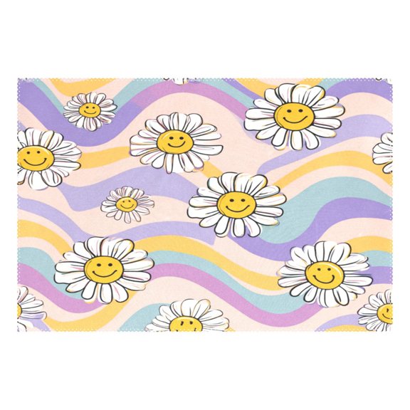 Rectangular Placemats of 1 Washable Table Mat Suitable for Dining Tables12x18 Inch Smiley Faces