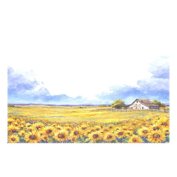 Rectangular Placemats of 1 Washable Table Mat Suitable for Dining Tables12x18 Inch Sunflower Barn Field