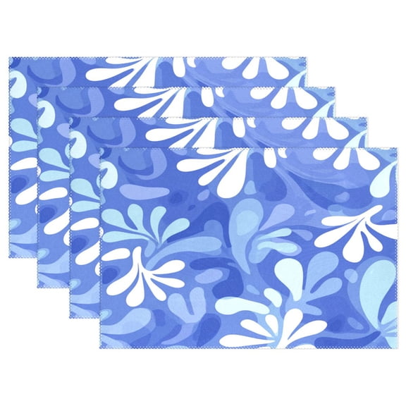 Rectangular Placemats of 4 Washable Table Mat Suitable for Dining Tables12x18 Inch Blue Playful Splashes