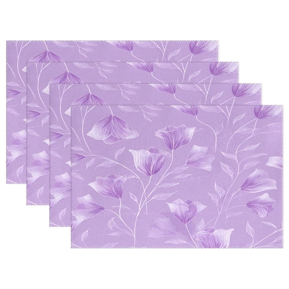 Rectangular Placemats of 4 Washable Table Mat Suitable for Dining Tables12x18 Inch Elegant Lavender Design