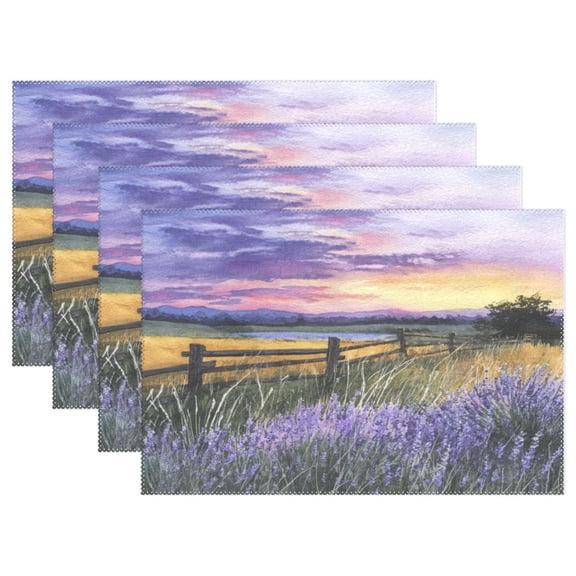 Rectangular Placemats of 4 Washable Table Mat Suitable for Dining Tables12x18 Inch Groups Of Lavenders
