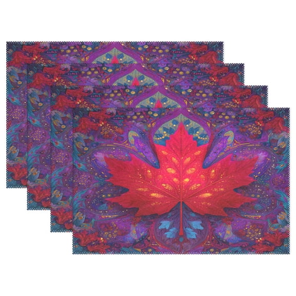 Rectangular Placemats of 4 Washable Table Mat Suitable for Dining Tables12x18 Inch Sacred Maple Leaf