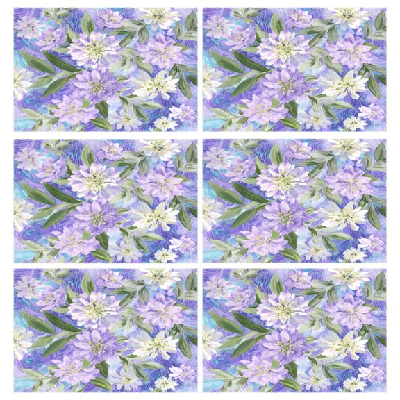 Rectangular Placemats of 6 Washable Table Mat Suitable for Dining Tables12x18 Inch Elegant Purple Daffodil Pattern