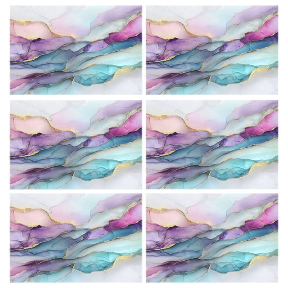 Rectangular Placemats of 6 Washable Table Mat Suitable for Dining Tables12x18 Inch Gilded Mist Of Pastel Hues