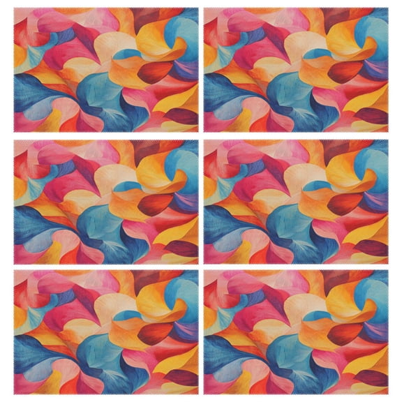 Rectangular Placemats of 6 Washable Table Mat Suitable for Dining Tables12x18 Inch Multicolor Oil Painting Pattern