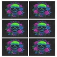 thumbnail image 1 of Rectangular Placemats of 6 Washable Table Mat Suitable for Dining Tables12x18 Inch Neon Rose Skull Design, 1 of 8
