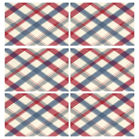 Rectangular Placemats of 6 Washable Table Mat Suitable for Dining Tables12x18 Inch Red-blue Diagonal Lines