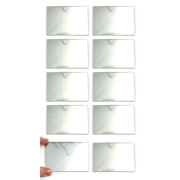 Rectangular Plano Glass Mirror - Pack of 10 - 4" x 3" - 2.5mm Thick Approx. - Eisco Labs