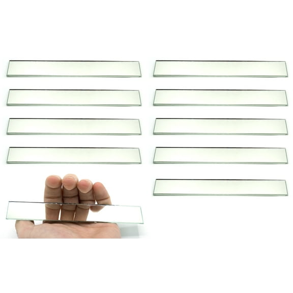Rectangular Plano Glass Mirror - Pack of 10 - 6" x 1" - 2mm Thick Approx. - Eisco Labs
