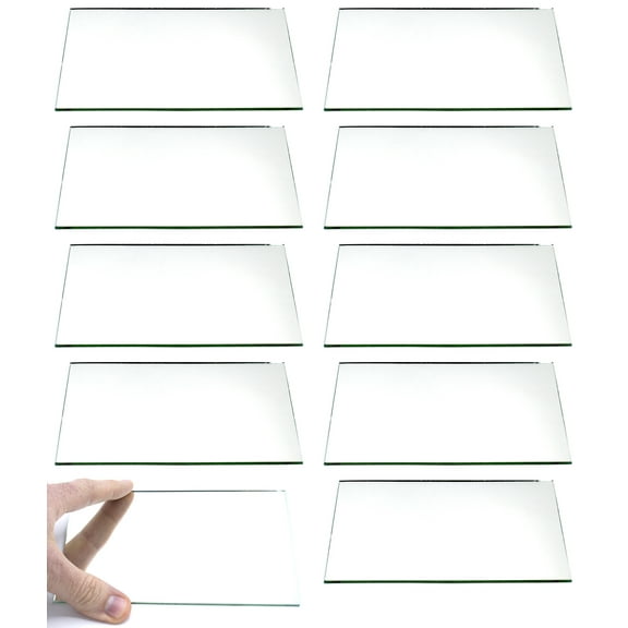 Rectangular Plano Glass Mirror - Pack of 10 - 6" x 4" - 2mm Thick Approx. - Eisco Labs