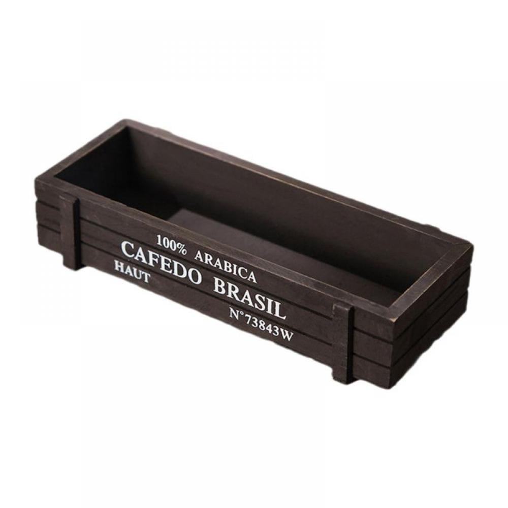 Rectangular Plant Container Rack Desk Storage Box Rustic Wooden ...