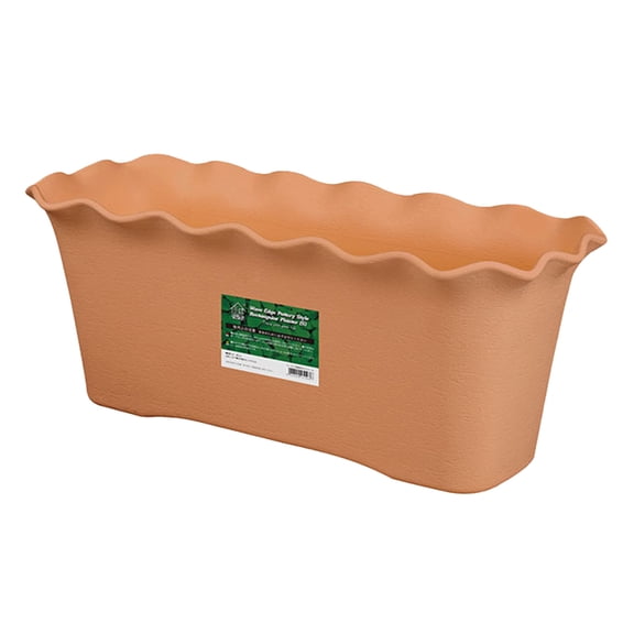 Rectangular Plant Pot, 11.8" Flower Planter Box with Drainage Hole, Windowsill Container with Tray for Succulents, Herbs, Cacti, Brown