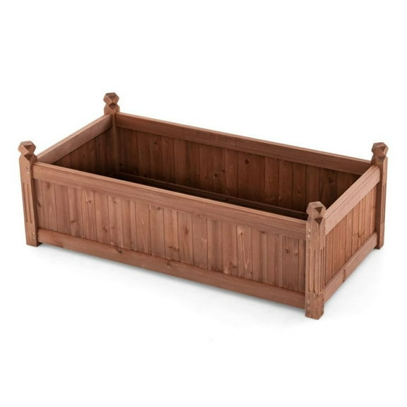 Rectangular Planter Box 46x24x16 Inch - Outdoor Wood Garden Bed with Drainage
