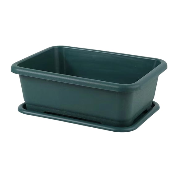 Rectangular Planter Box with Drain Tray, Large Capacity Plant Pot Easy Drainage Durable Design Multi Purpose Planter for Balcony Patio Indoor Garden Vegetable Flower Growing