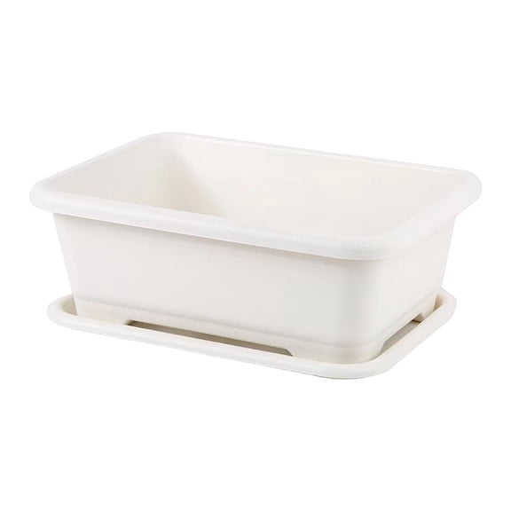 Rectangular Planter Box with Drain Tray, Large Capacity Plant Pot Easy Drainage Durable Design Multi Purpose Planter for Balcony Patio Indoor Garden Vegetable Flower Growing