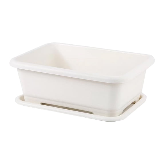 Rectangular Planter Box with Drain Tray, Large Capacity Plant Pot Easy Drainage Durable Design Multi Purpose Planter for Balcony Patio Indoor Garden Vegetable Flower Growing
