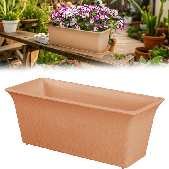 Rectangular Planter Box Large Window Box Planter Outdoor Indoor Long Trough Planter For Vegetables Flowers Herbs Balcony Garden Patio Decor Wave Edge Modern Planter Box