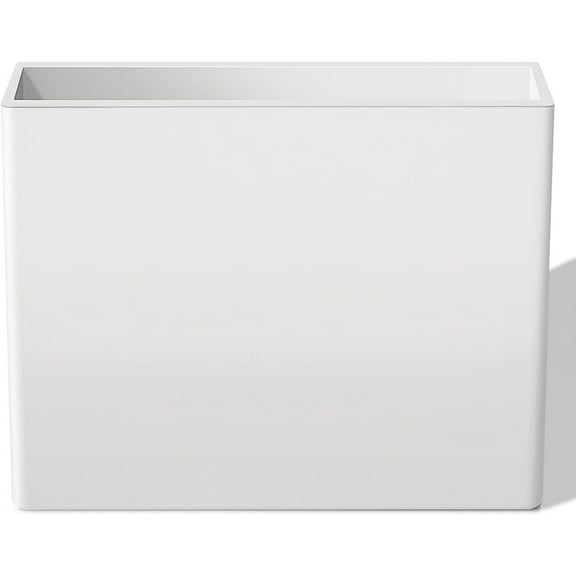 Rectangular Planter Box for Outdoor Plants, Large Tall Resin Flower Pots for Garden, Front Porch, Patio, Indoor (White, 25 x 21 inch)