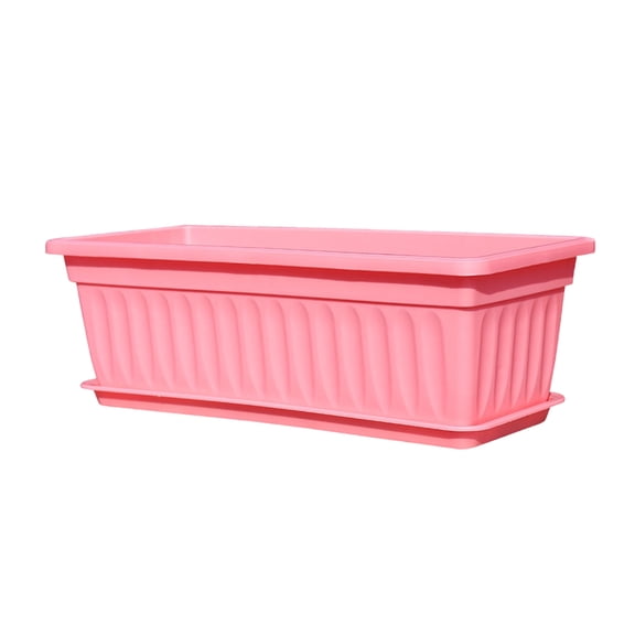 Rectangular Planter Plastic Vegetable Planter Box for Patio Balcony, Large Rectangular Flower Pot for Growing Herbs and Vegetables, Outdoor Plastic Garden Planting Pot,Pink