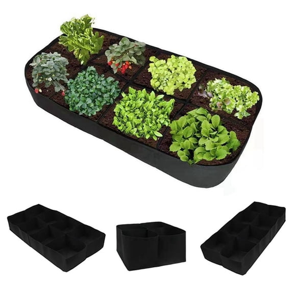 Rectangular Planting Bag Felt for Vegetables Flowers Raised Garden Bed Pockets Multi-Grid Square Plant Grow Bags L
