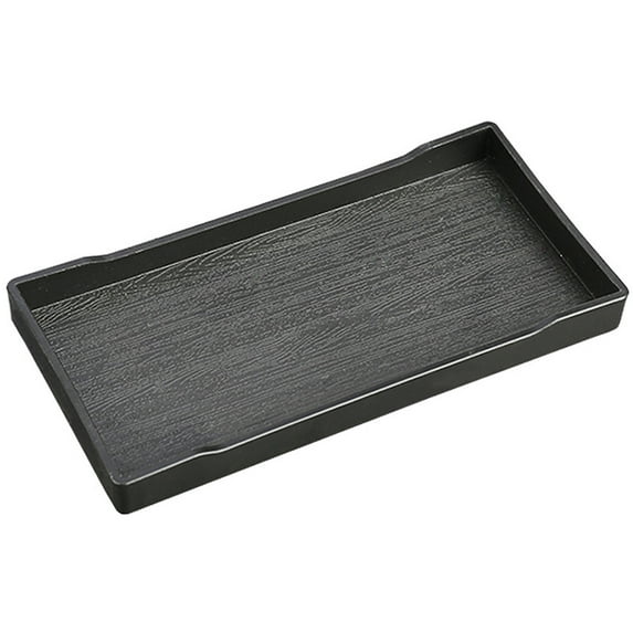 Rectangular Plastic Antislip Serving Tray | Tea Water Cup Snack Organizer | Raised Edge | Durable Multipurpose | Handles for Easy Carry | Hotel Café Home Office Decor | 1 Pack | Black | 15x10 Inch