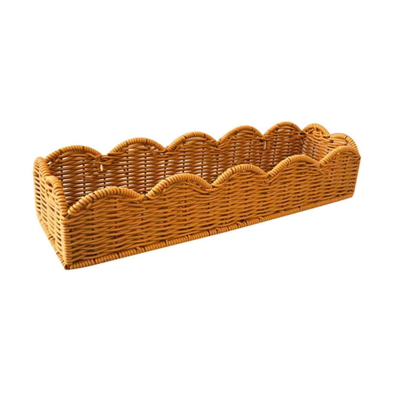 Rectangular Plastic Basket Decorative Rattan Weave Pattern Functional Storage For Home Decoration Practical Container