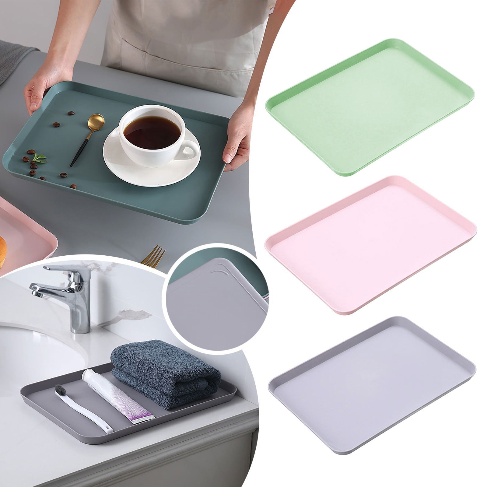 Rectangular Plastic Fast Food Tray, Indoor Serving Tray for Meals and ...